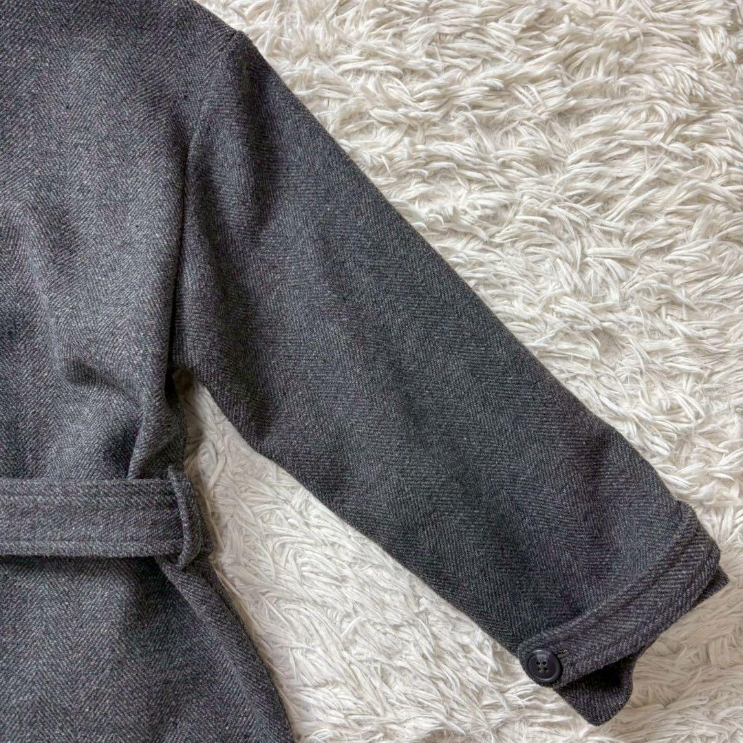 COHINA コヒナ　ヘリンボーンロングコート　グレー　XS