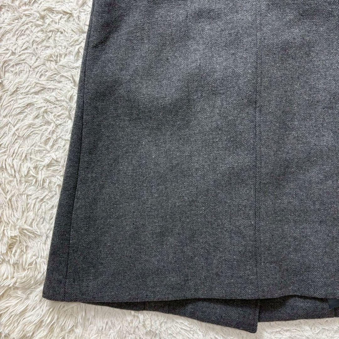 COHINA コヒナ　ヘリンボーンロングコート　グレー　XS