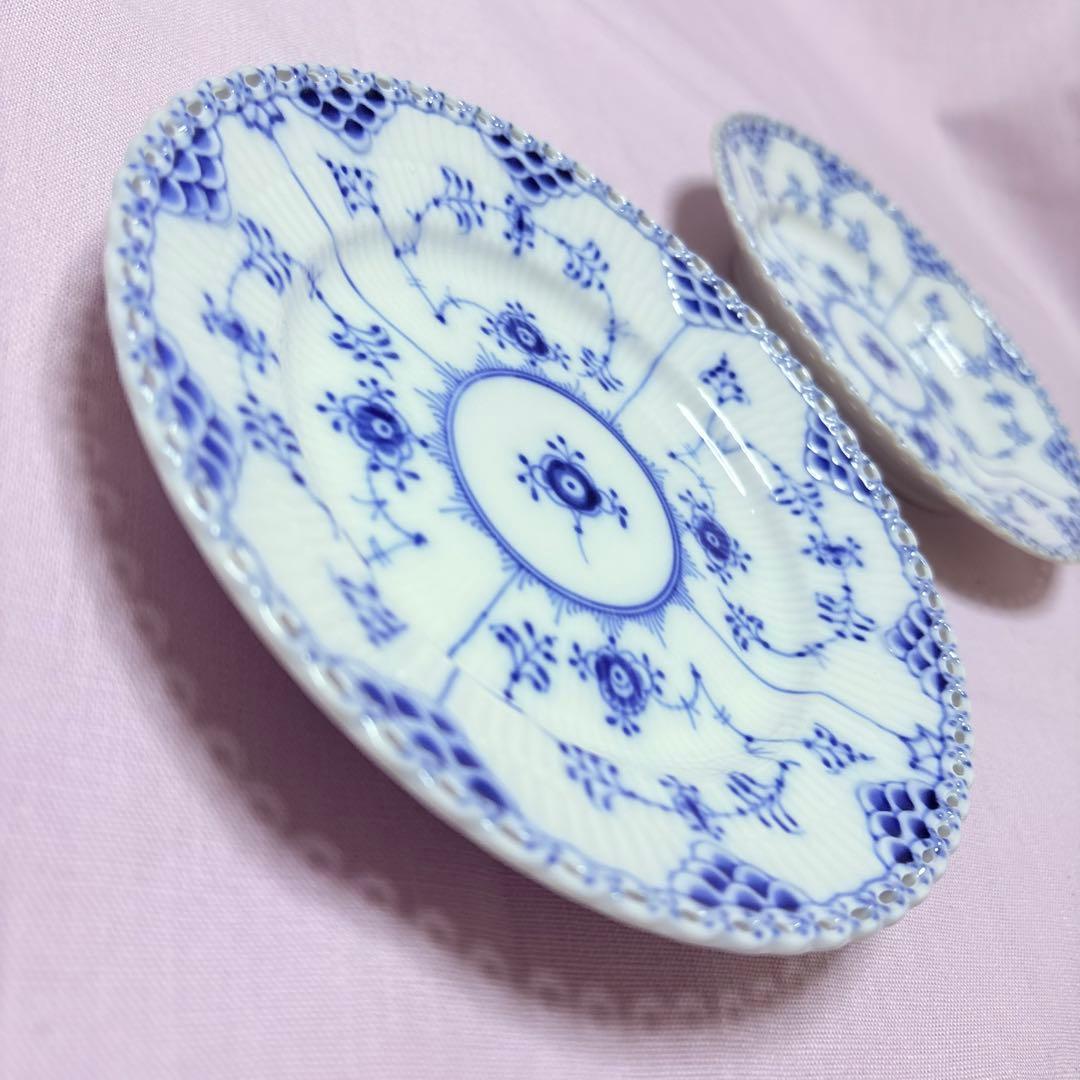 ロイヤルコペンハーゲン ブルーフルーテッド フルレース 17cm 2枚 未使用