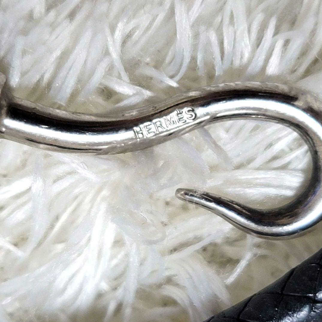 美品 HERMES 編み込みレザー 2連ブレスレット チョーカー ブラック