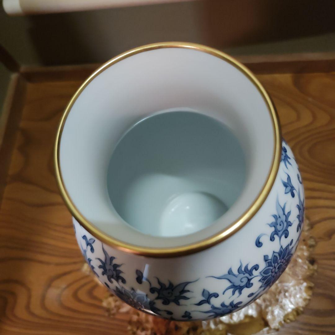 大倉陶園　36cm 呉須染付　呉須唐草　花器　花瓶　皇室御用達