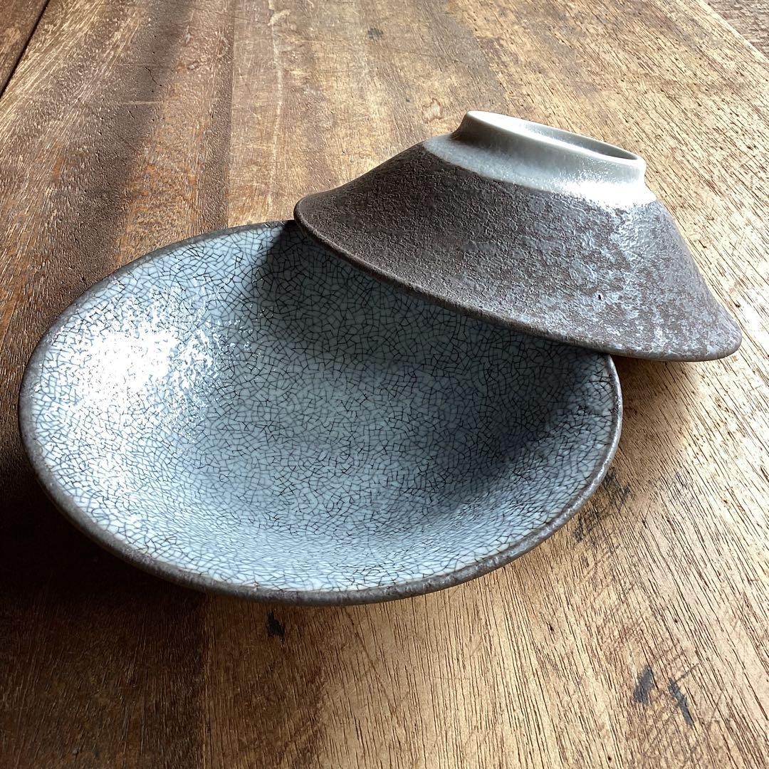 えりんご118です。新品美濃焼　光沢かいらぎ黒渕　平鉢2枚セット他