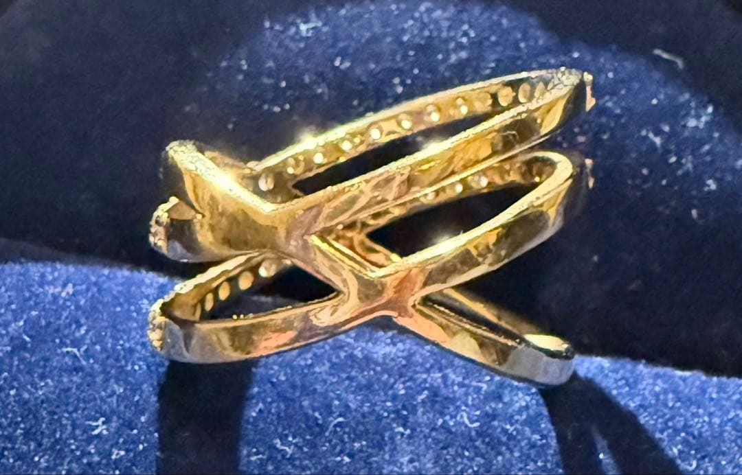 K18 イエローゴールド ダイヤモンド リング 二連風 約12号