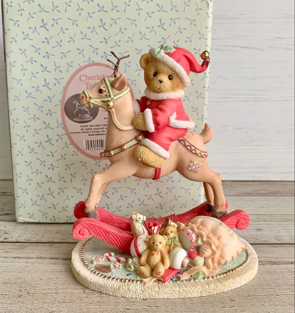 チェリッシュドテディーズ トナカイに乗ったクマ クリスマス 置物