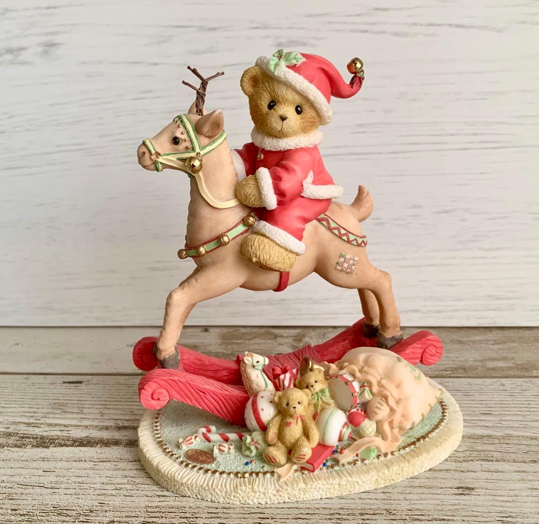 チェリッシュドテディーズ トナカイに乗ったクマ クリスマス 置物