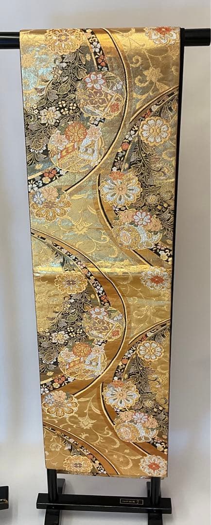 ヴィンテージ☆ママ振り朱赤紗綾形文様金彩御所車絞り模様振り袖フルセット