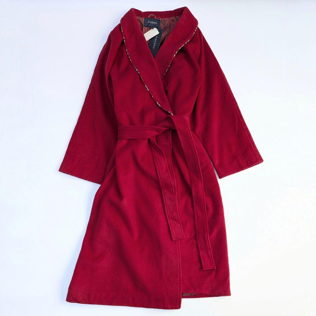 未使用、タグ付き バーバリーロンドン ガウンコート L ベルト 赤 ホース刺繍