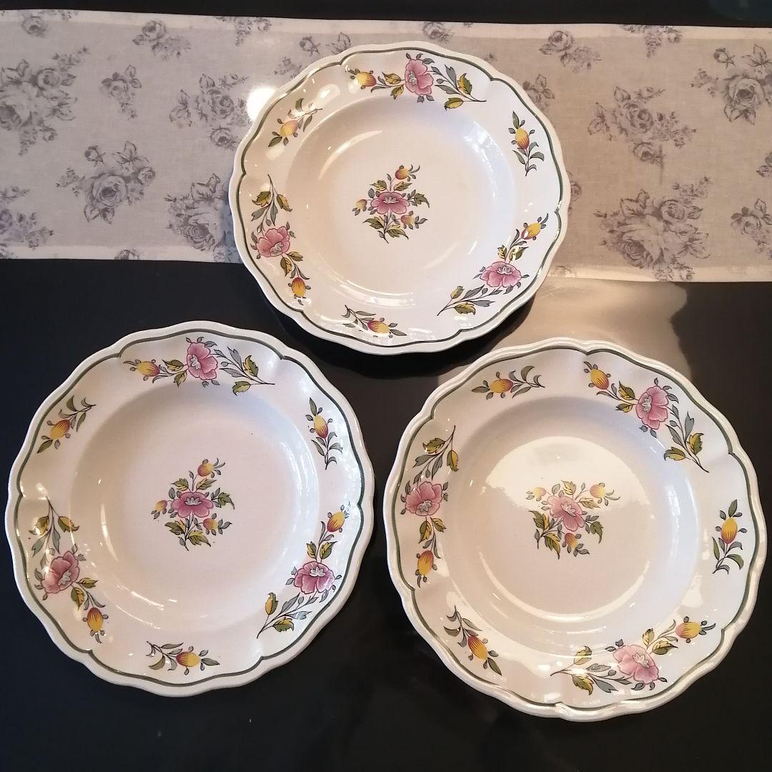 リュネビル　リュネヴィル　少し深め皿　アンティーク　フランス　三枚セットA