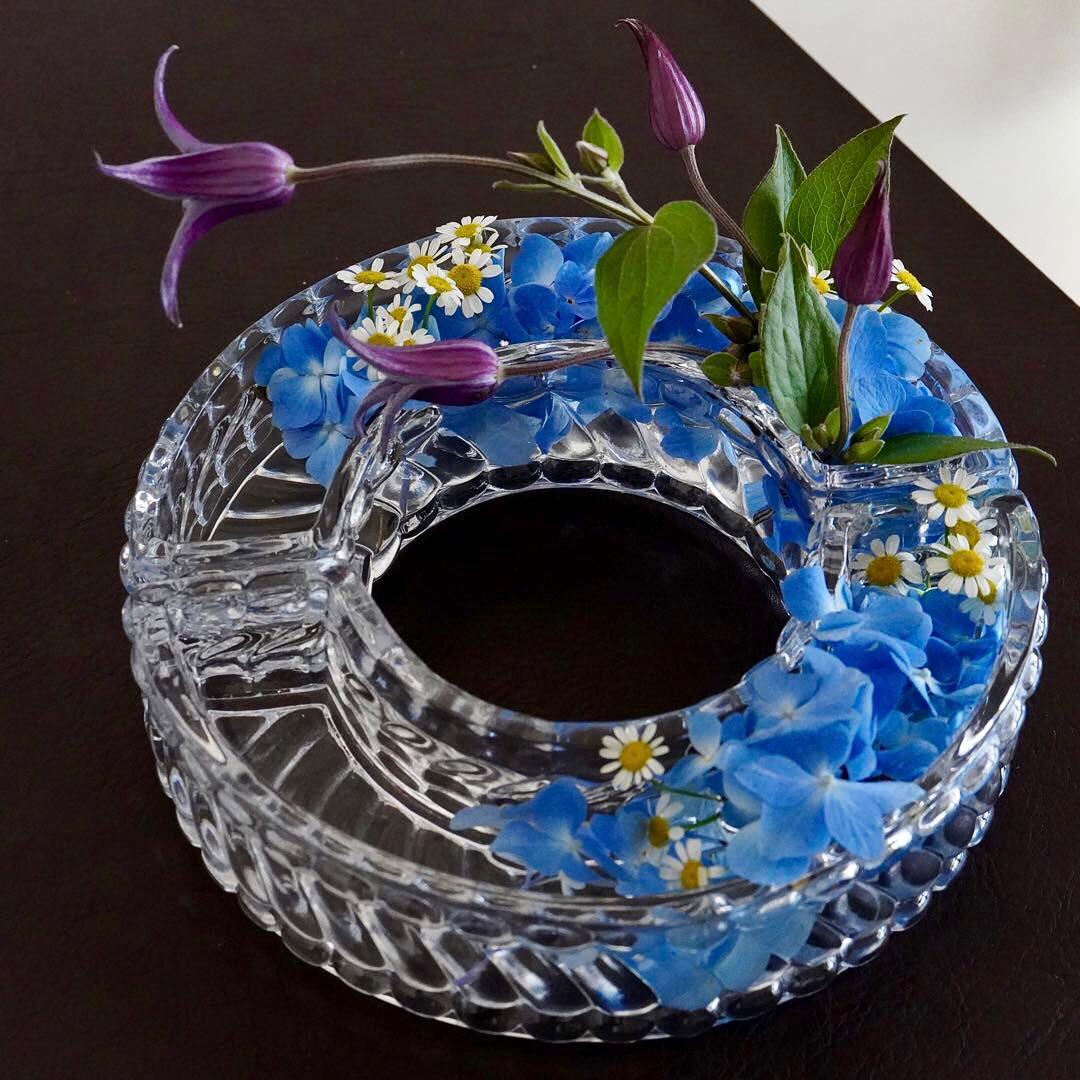 美品★オールドバカラ バンブー テーブル センター ピース フラワーベース/花器