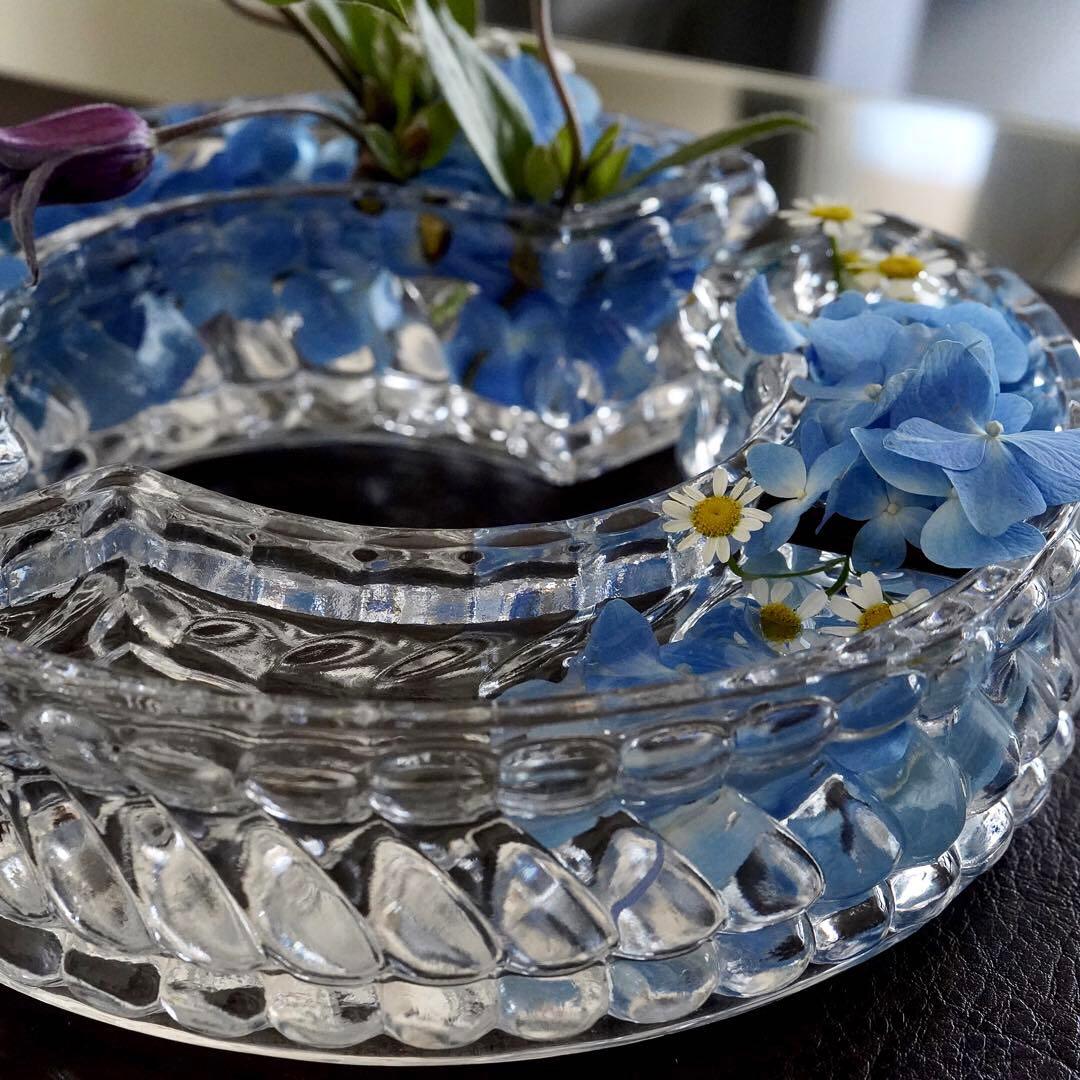 美品★オールドバカラ バンブー テーブル センター ピース フラワーベース/花器