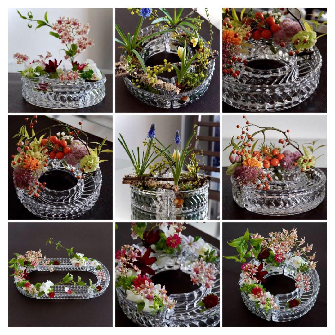 美品★オールドバカラ バンブー テーブル センター ピース フラワーベース/花器