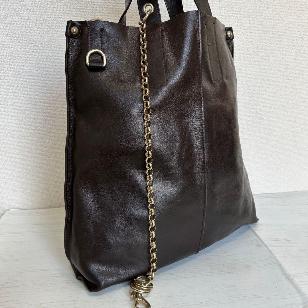 D&G オールレザー メンズ トートバッグ ショルダーバッグ ヴィンテージ 牛革