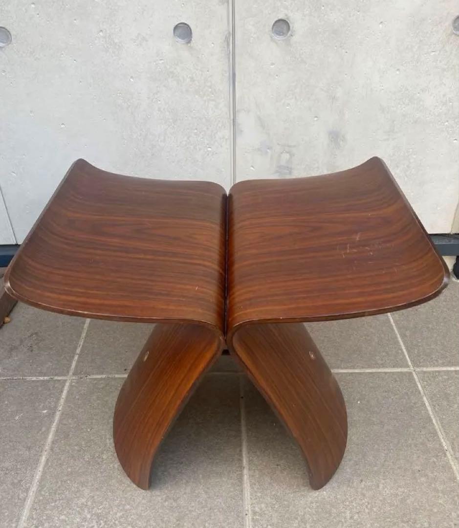 【vintage】 天童木工 バタフライスツール tendo 旧タグ　柳宗理