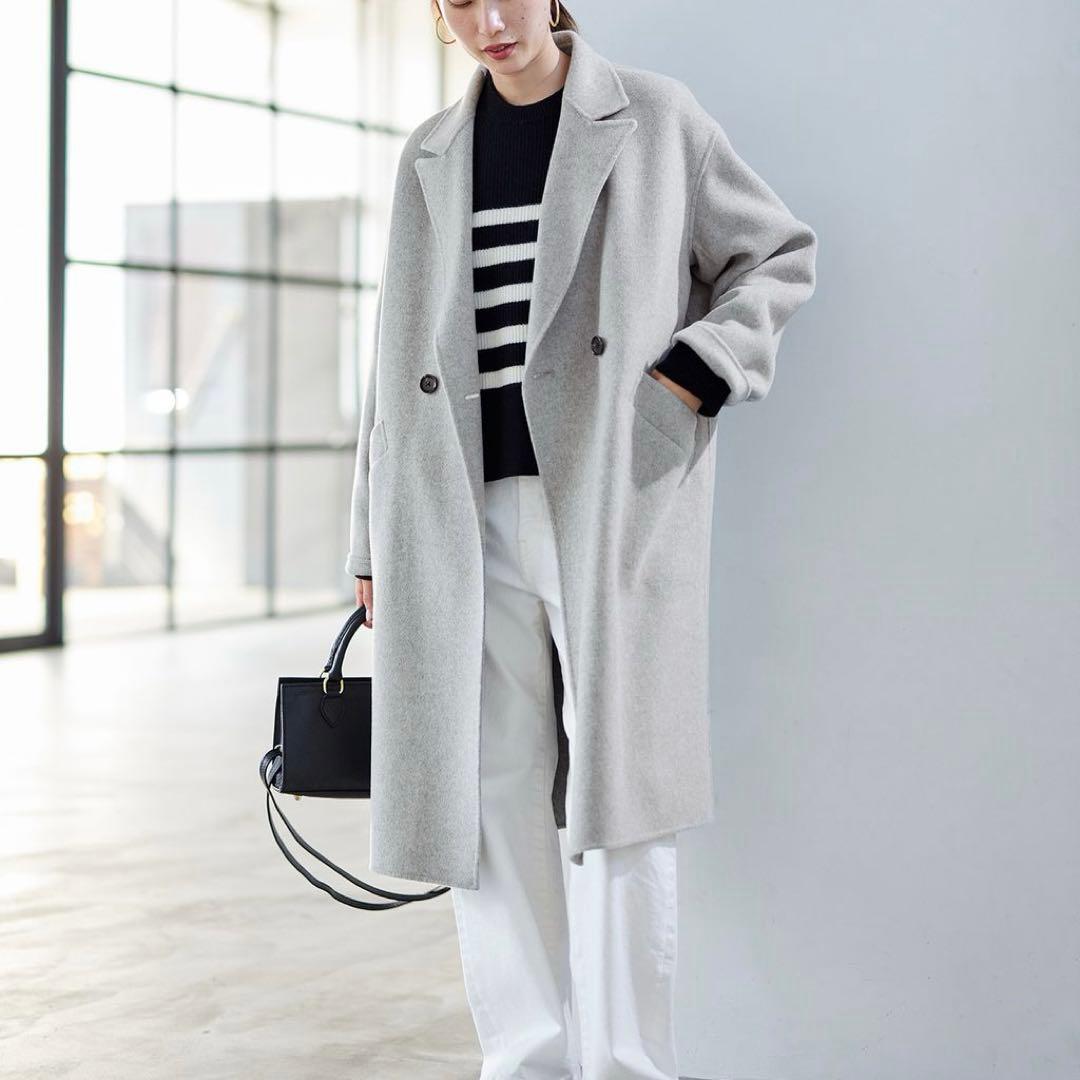 美品FRAMeWORK SUPER160s ダブルブレストコート　スーパー160