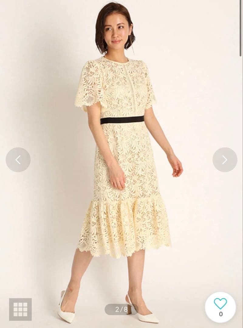 CELFORD リーフレースワンピース サイズ34 イエロー　レースドレス