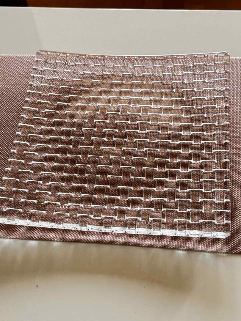 透明ガラス製四角皿 織り模様 30cm