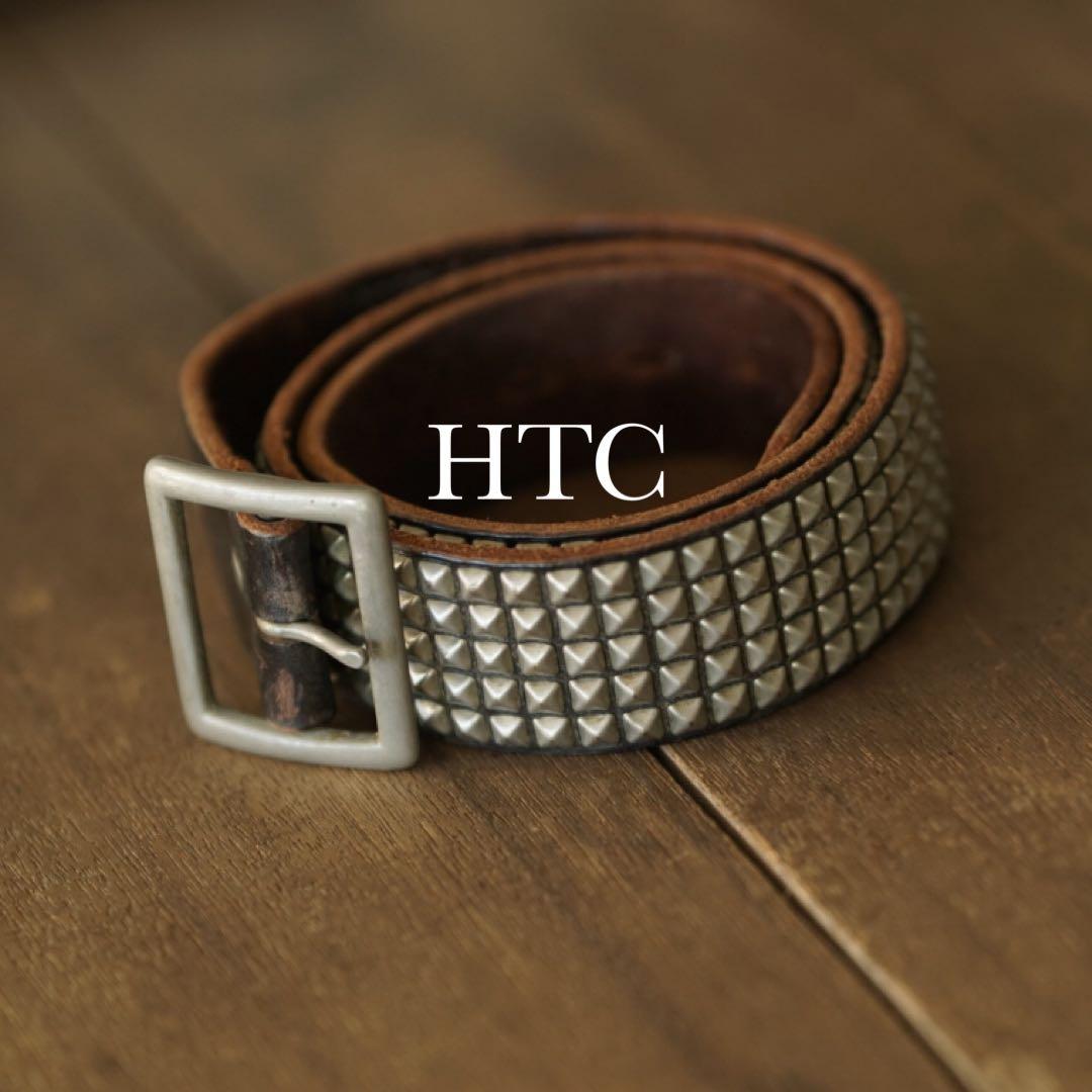 HTC ピラミッド レザー スタッズ ベルト 36