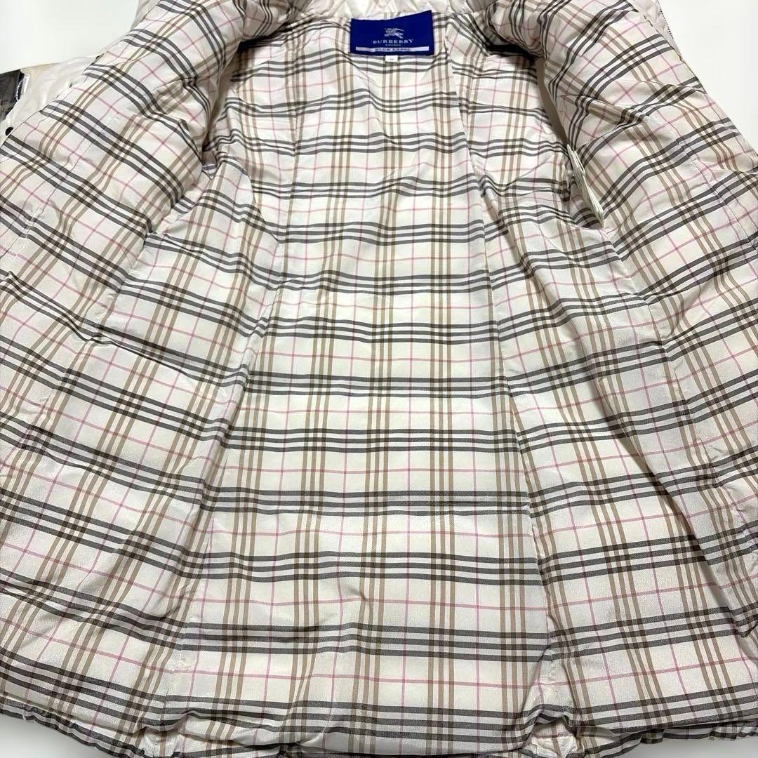 バーバリーブルーレーベル　ダウンコート　M ノバチェック　ホワイトピンク　ベルト