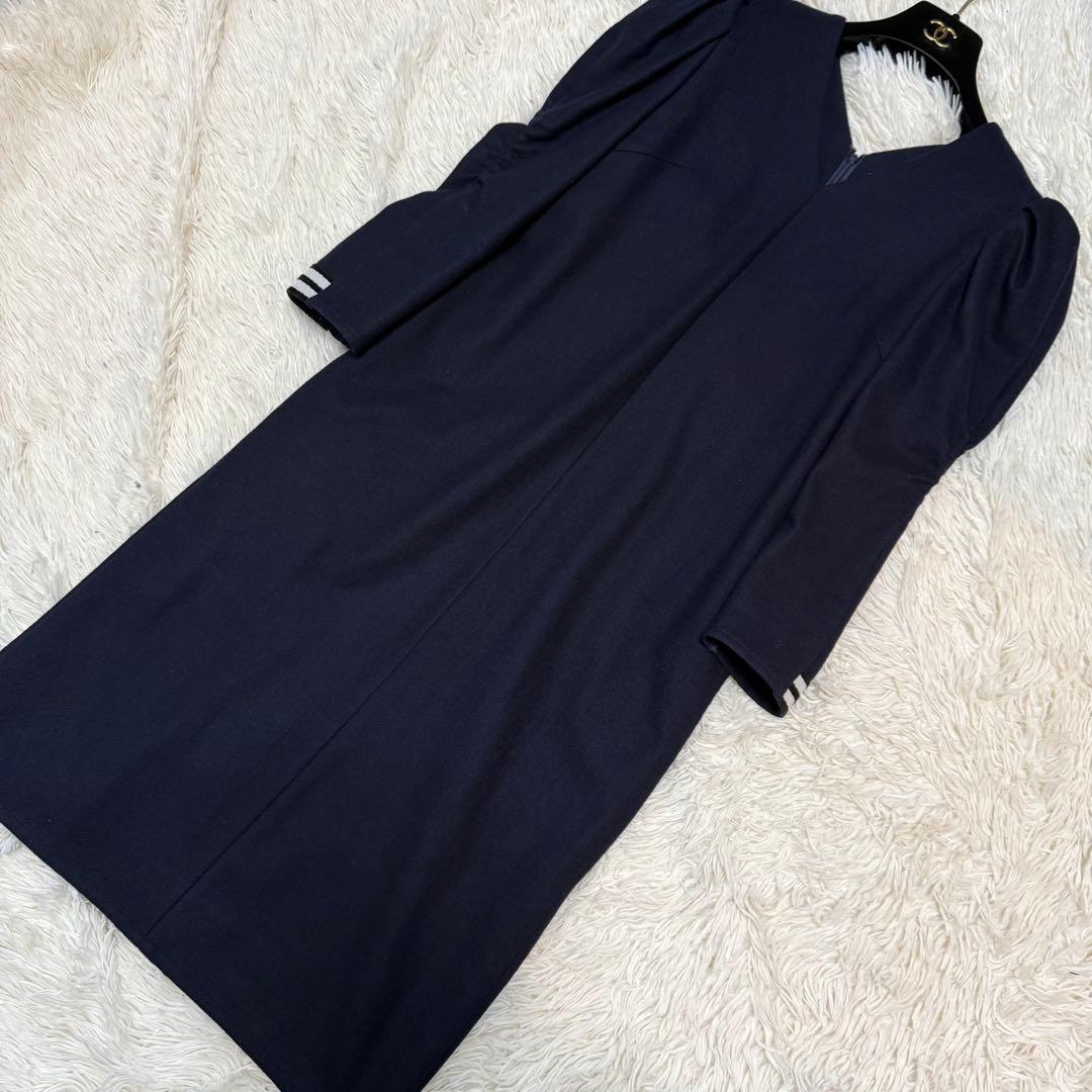 ボーダーズアットバルコニー　ネイビーウールワンピース36ヨーコチャンCFCL