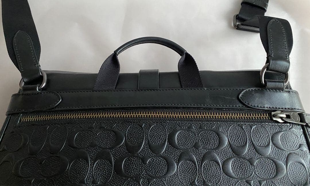 ✅コーチ シグネチャー レザー フラップバッグ ブラック