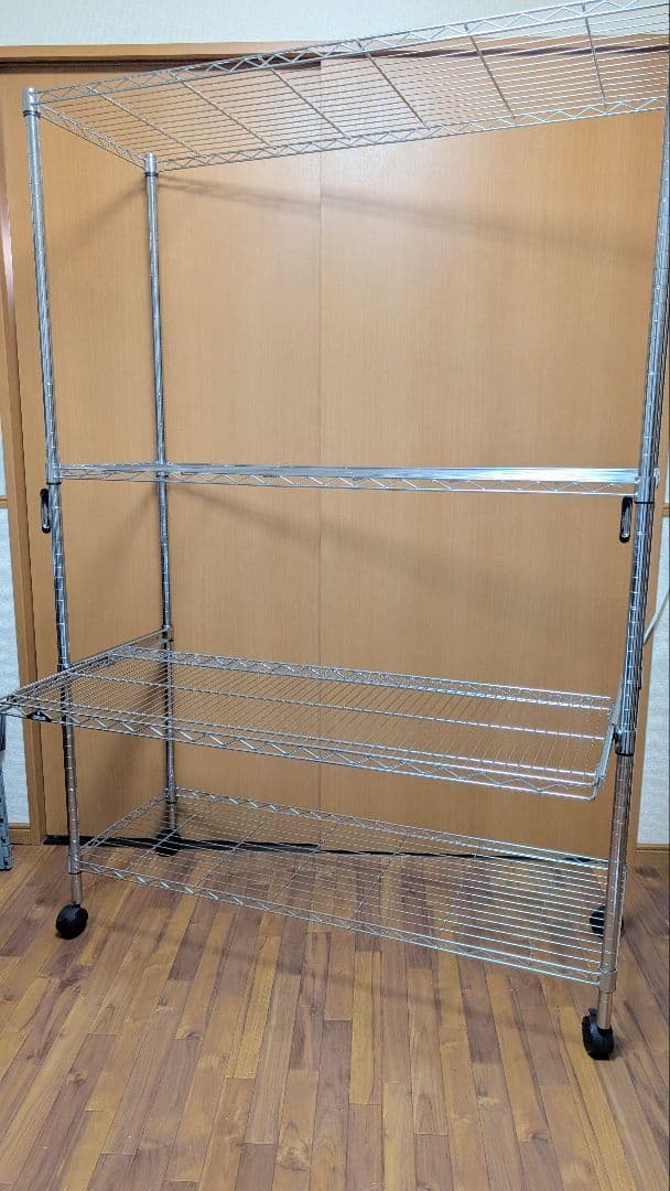 メタル ルミナスシリーズ スチールラック キャスター付き　スライド棚板　軽量版