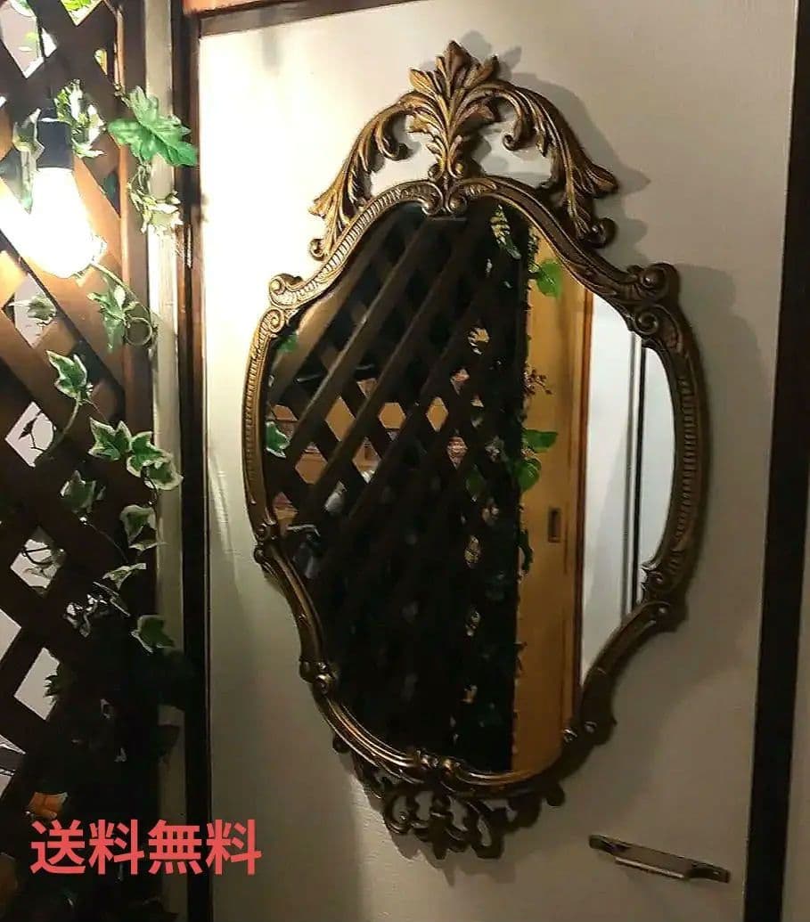 超希少　壁掛けアンティークミラー　鏡　大きいサイズ　ヴィンテージ洋風ヨーロピアン