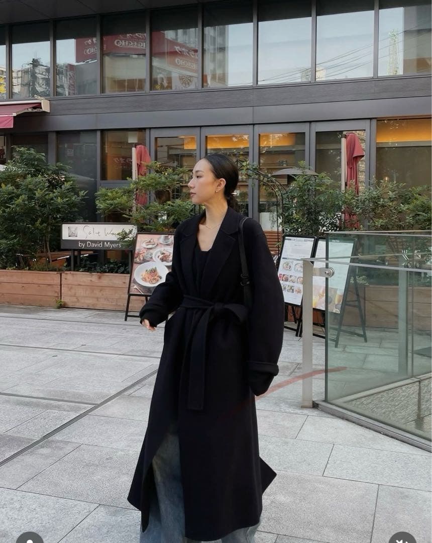 新品未使用品ETRE TOKYO メルトンロングリバーコート　ネイビー　Sサイズ