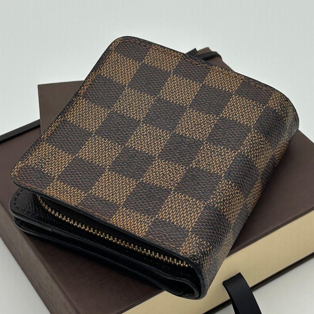 ルイ ヴィトン ダミエ コンパクトジップ 二つ折り 財布 ラウンドファスナー