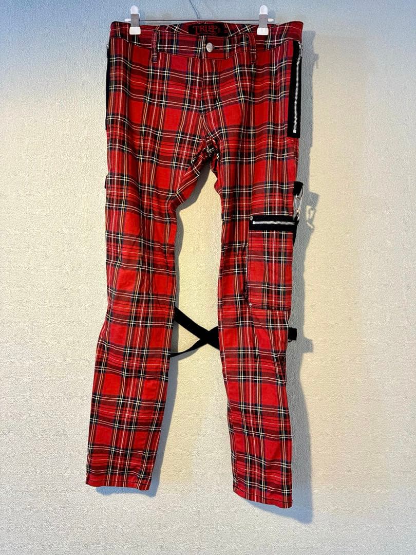 TRIPP NYC トリップ タータンチェック ボンテージパンツ 赤　スキニー