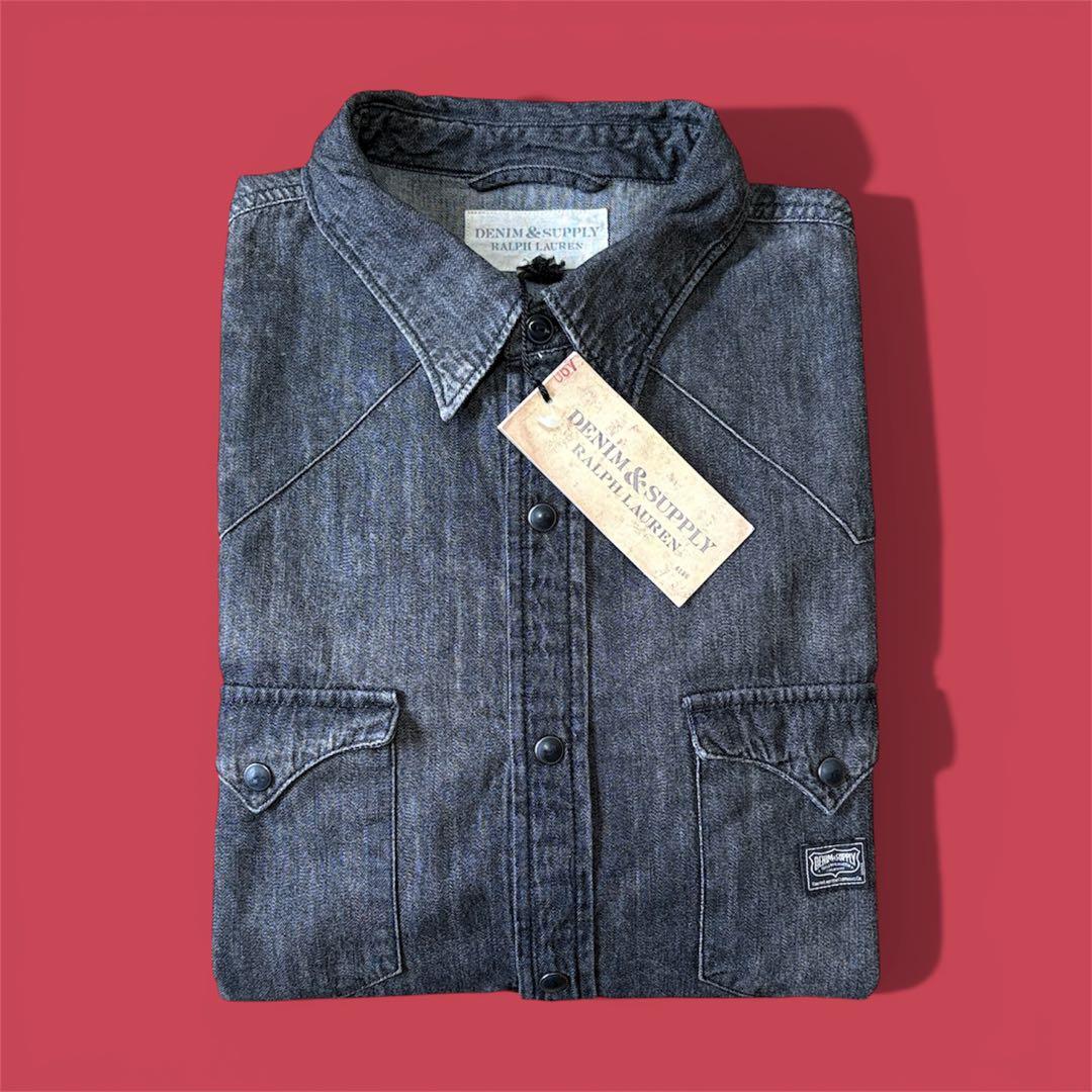 デニム&サプライ ラルフローレン デニムシャツ ブラック 新品 タグ付 L 希少