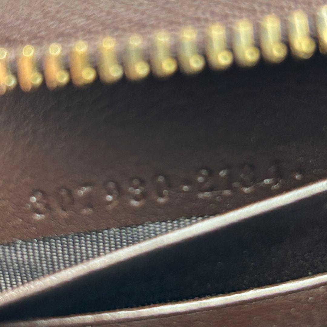 【付属品完備】 GUCCI GG シマ レザー ラウンド 長財布 ブラウン