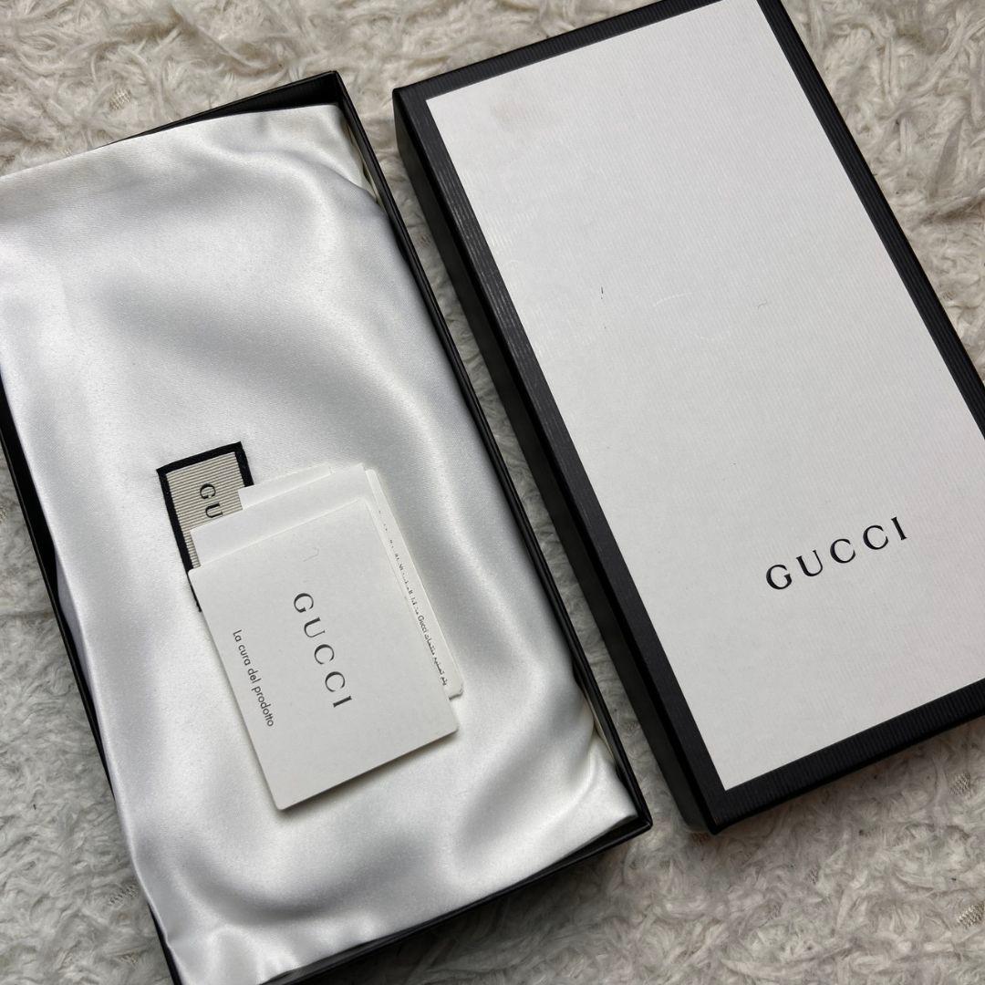 【付属品完備】 GUCCI GG シマ レザー ラウンド 長財布 ブラウン