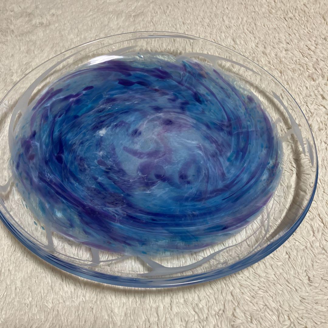 アンティークガラス大皿36cm