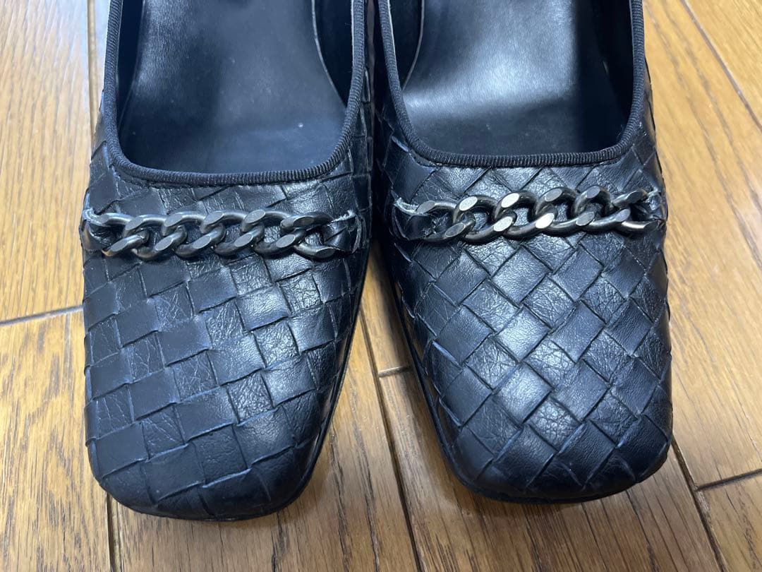 CHANEL シャネル パンプス チェーンレザー 編み込み　38
