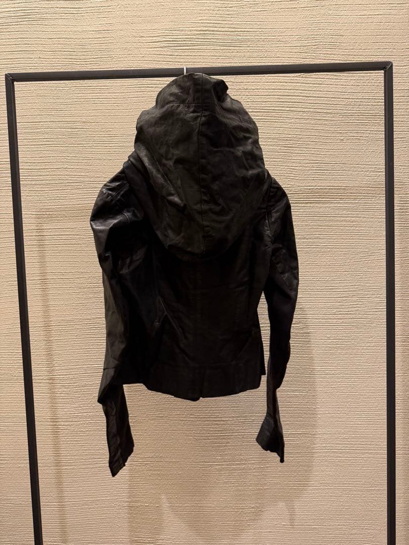 00s rick owens leather hoodie jacket レザー