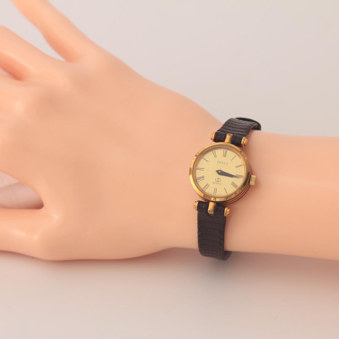 稼働品 グッチ GUCCI シェリーライン ヴィンテージ ゴールド 腕時計 箱付