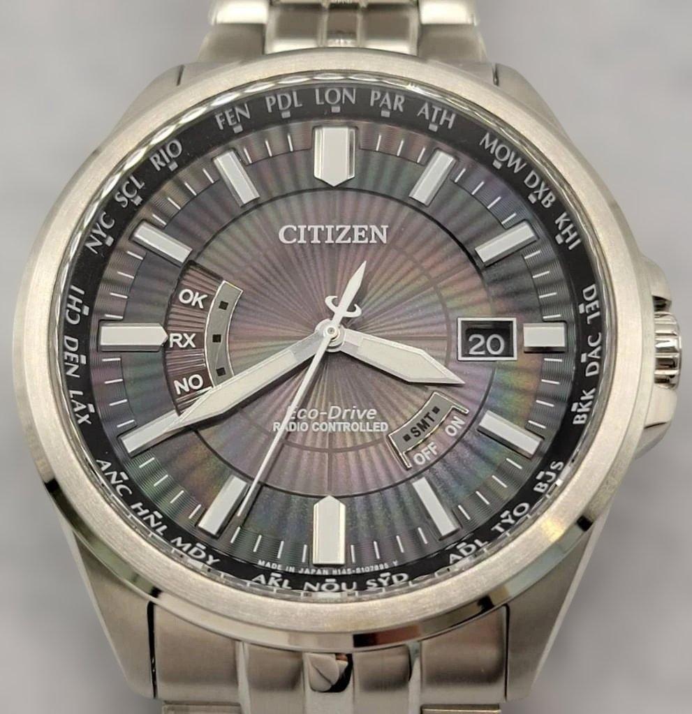 CITIZEN Eco-Drive ブラック ステンレス 電波時計　美品