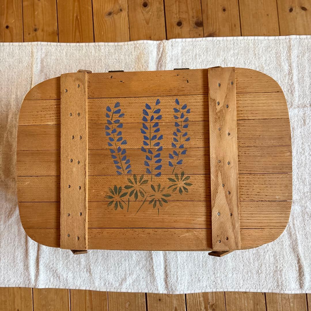 バスケットビル　ルピナスステンシル柄　ピクニックバスケット　USA製