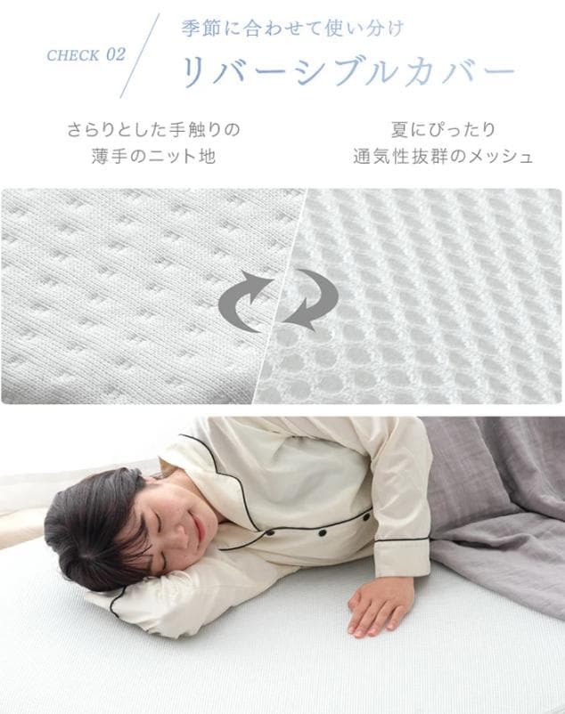 SD 3つ折 高反発　マットレス 5cm メッシュ ファイバー リバーシブル