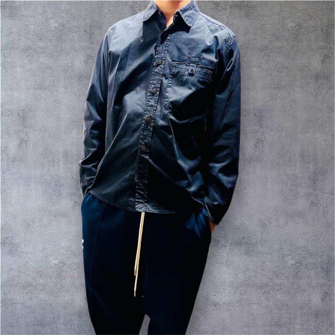 ストーンアイランド　コットンシャツ　シャツジャケット　美品　XL ワッペン