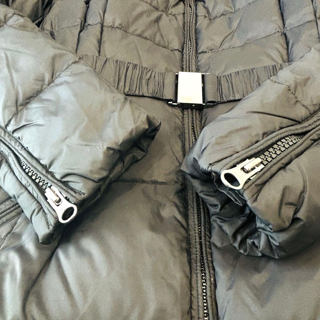 ベネトン ロングダウンコート ブラック 42 ベルト付き ダブルファスナー