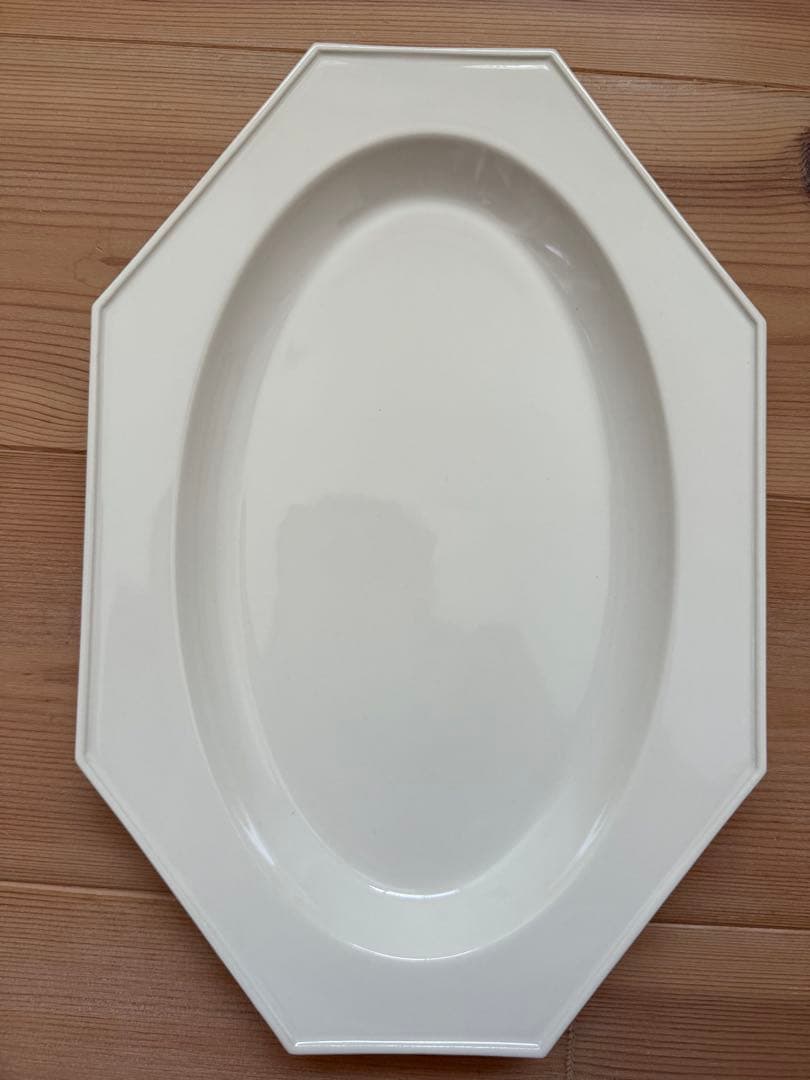 新品未使用　石川隆児 さん　貫入&ホワイト　オーバルオクトゴナル　プレート 2枚