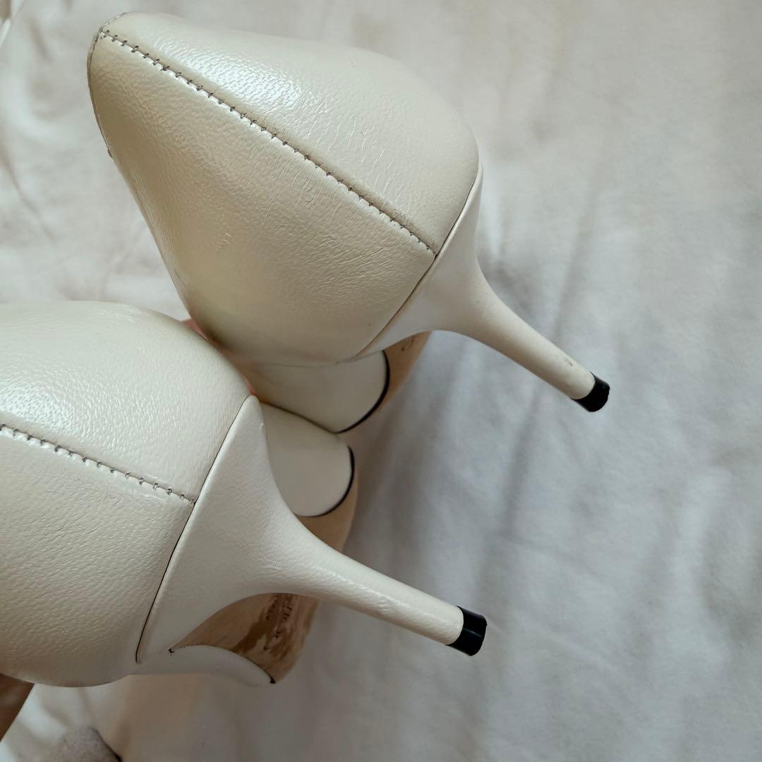 美品 ジミーチュウ クリスタルバックル レザー ポインテッドトゥパンプス 38