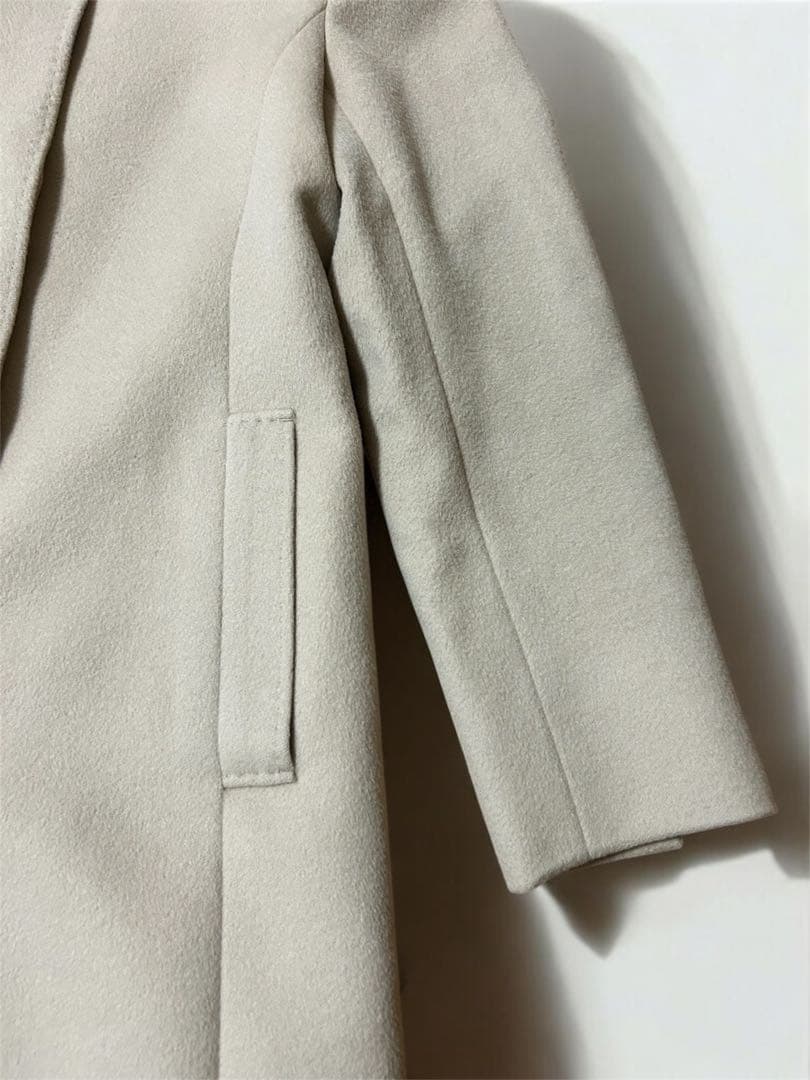 美品 23区 ウールアンゴラ スタンドカラーコート　ライトベージュ 36