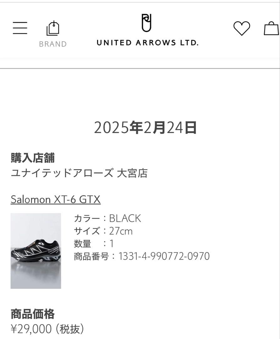 SALOMON サロモン XT-6 GORE-TEX 27.0cm ブラック