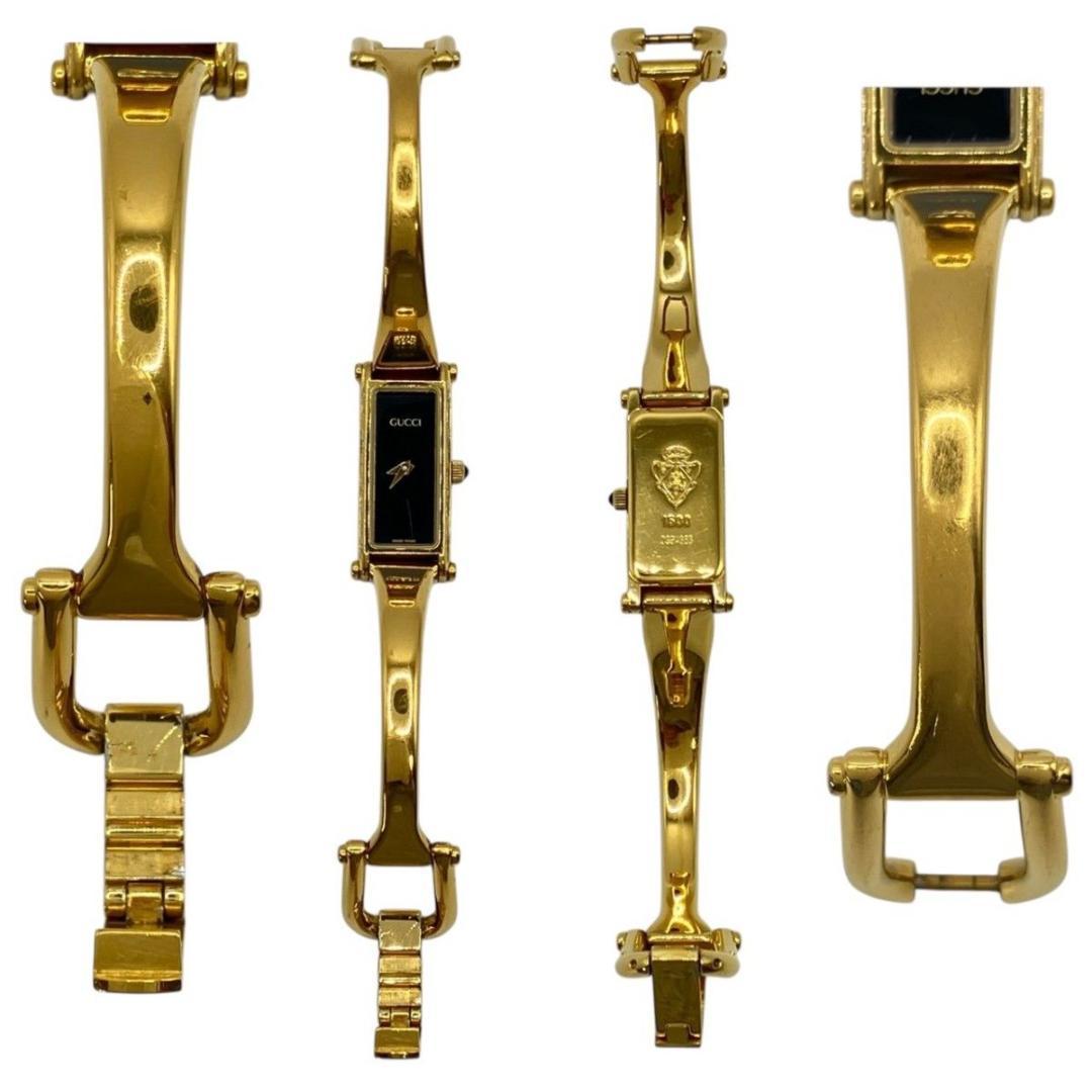 GUCCI腕時計 バングルウォッチ 1500 クォーツ 黒文字盤 ゴールド 稼働