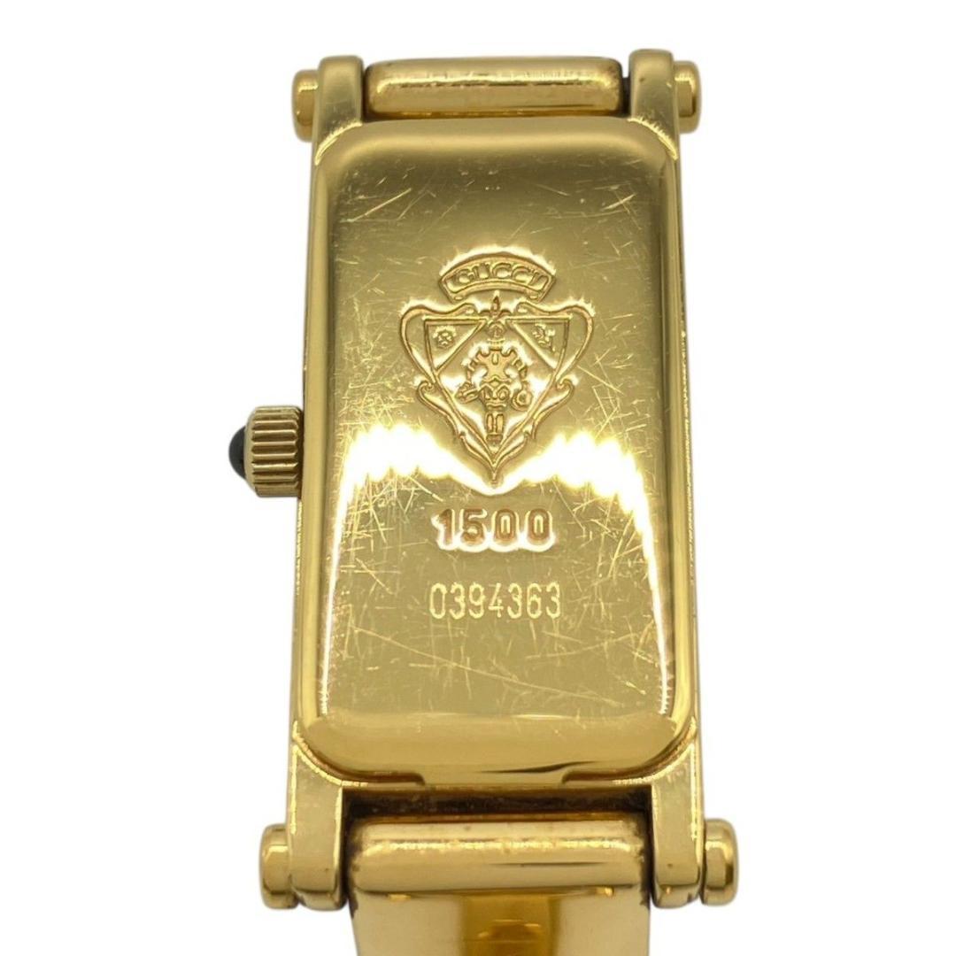 GUCCI腕時計 バングルウォッチ 1500 クォーツ 黒文字盤 ゴールド 稼働