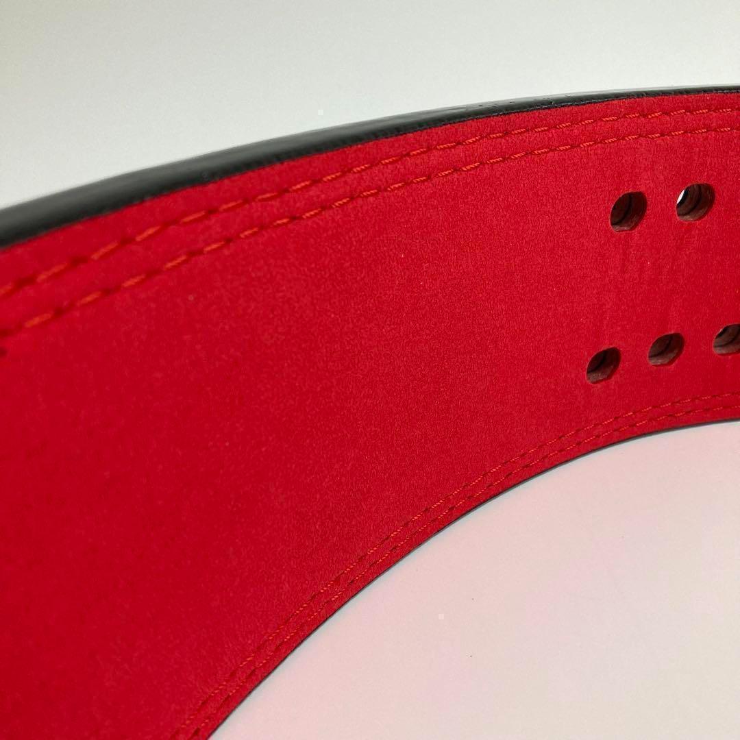 パワーベルト レバーアクション Mサイズ ワンタッチ可変式　黒×裏地赤×金