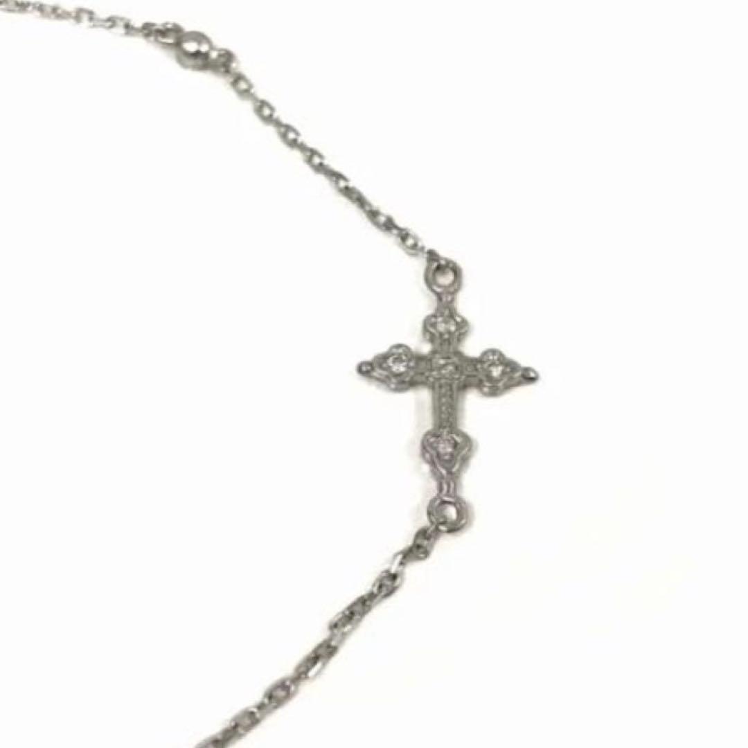 ローリーロドキン K18WG 1粒ダイヤ付 クロスブレスレット