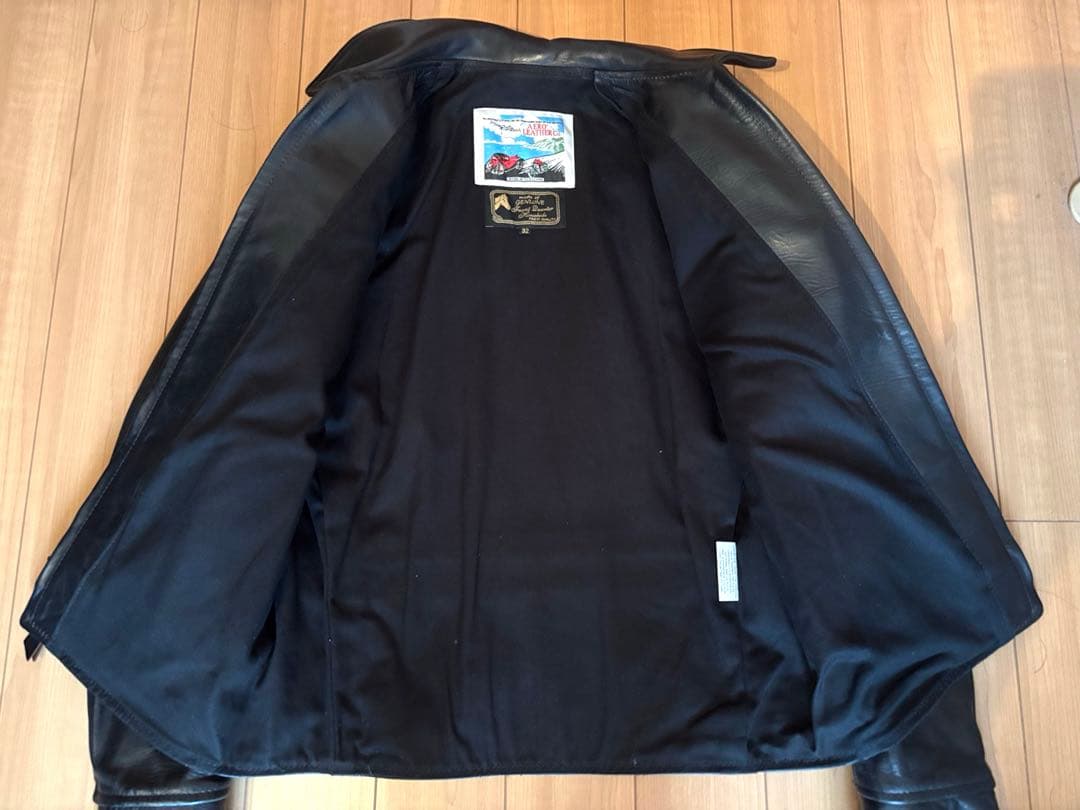 AERO LEATHER　ハーフベルトSTFレザージャケット　32サイズ　黒